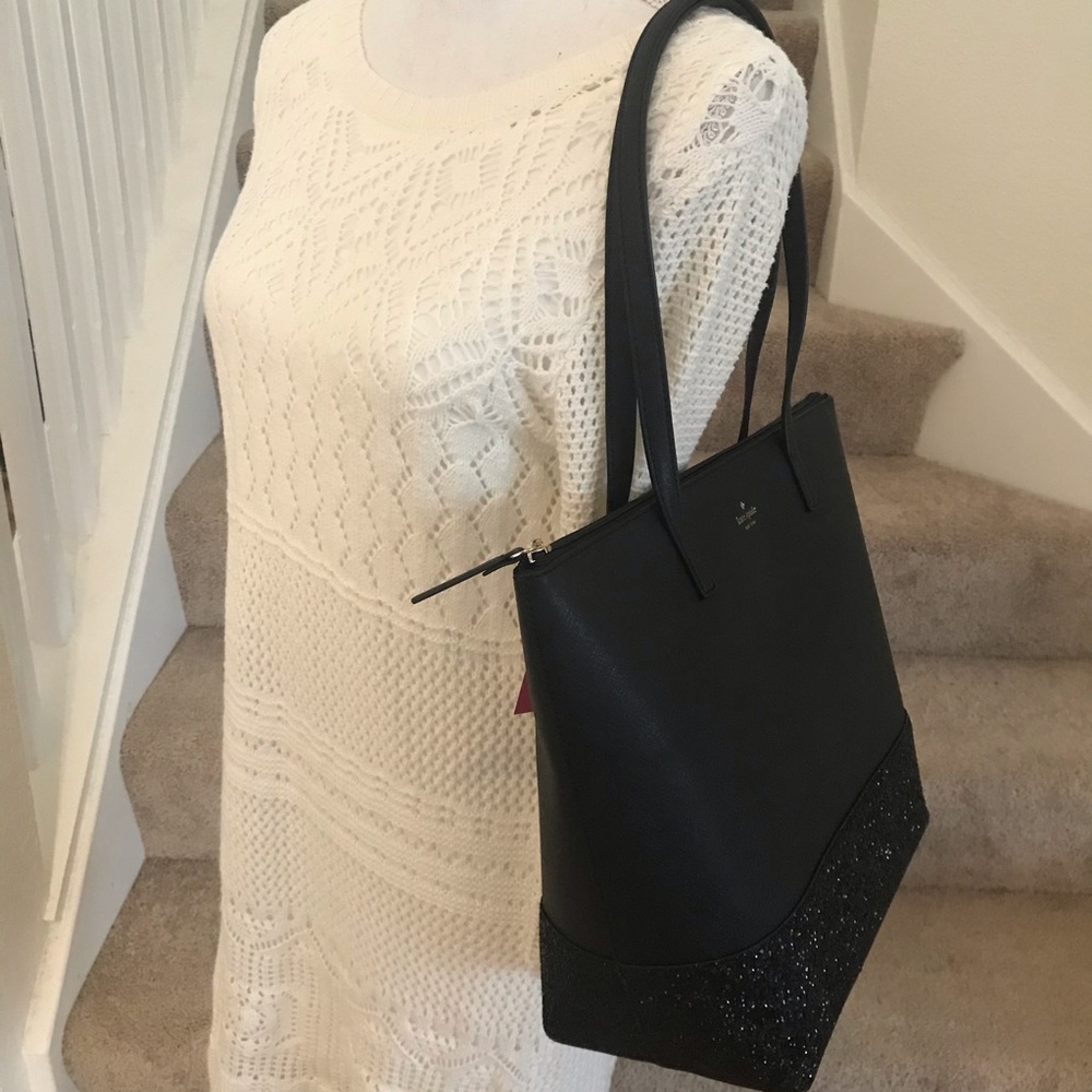 Kate Spade Penny Greta Court Glitter Black Tote - Picture 3 of 8